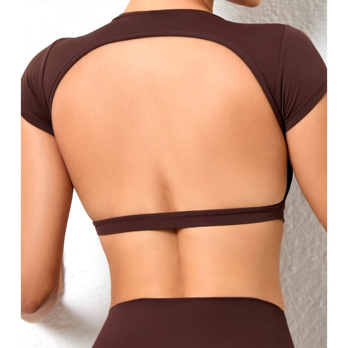 Спортивна футболка Crop T-shirt Open Back model 51 (Chocolate) Спортивна футболка Crop T-shirt Open Back model 51 (Chocolate)
